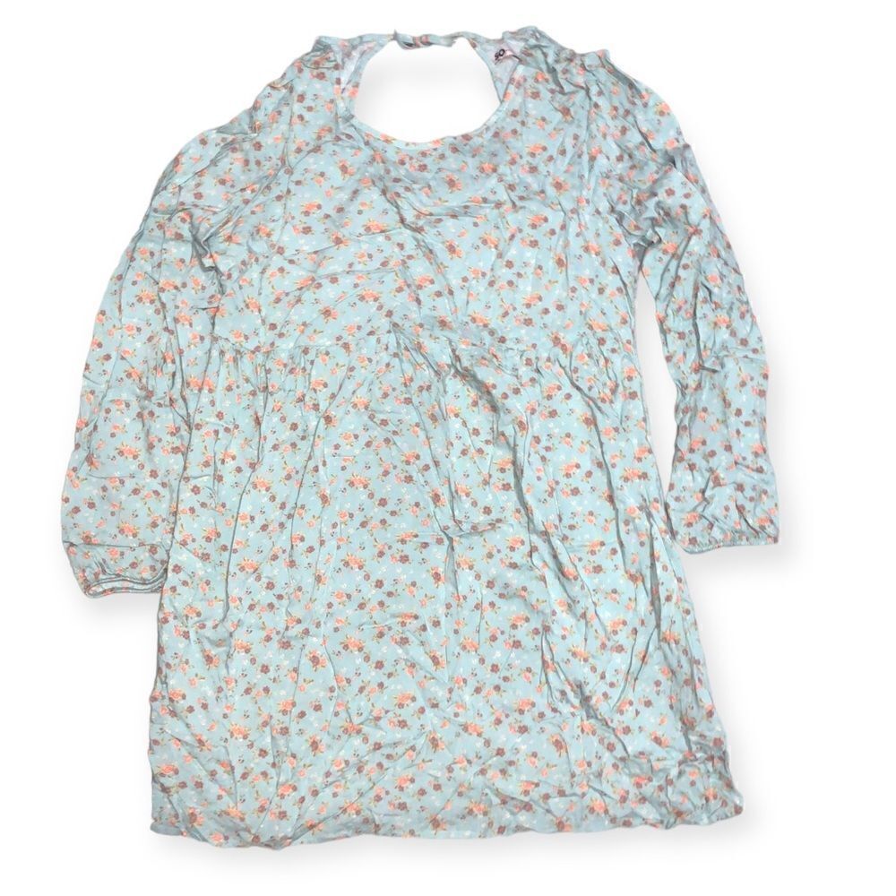 SO Goods for Life Floral Blue Long Sleeve Mini Dress